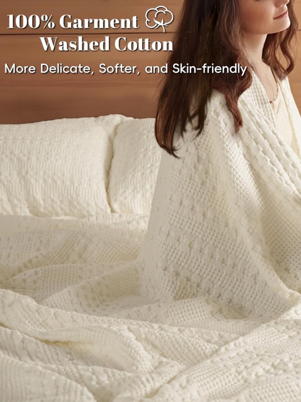 new Waffle-Textured Throw Blanket - Soft Home Bedding - Picture 3 of 9